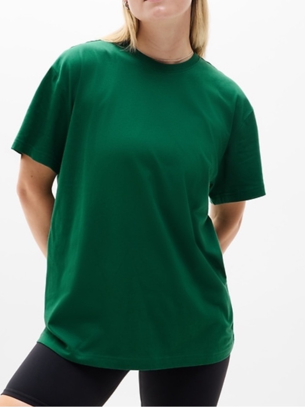 Athleta True Cotton Burgundy and Forest Green Crewneck Tee